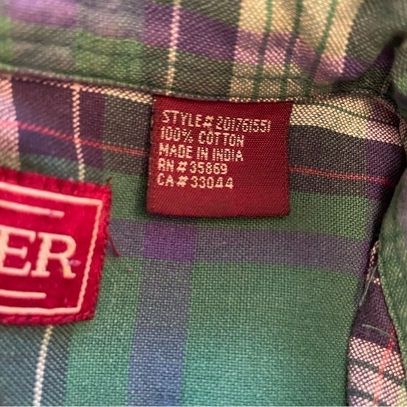 ROPER Men’s Green Plaid 100% Cotton Button Down - Size 2XLT Button down collar - Picture 11 of 11